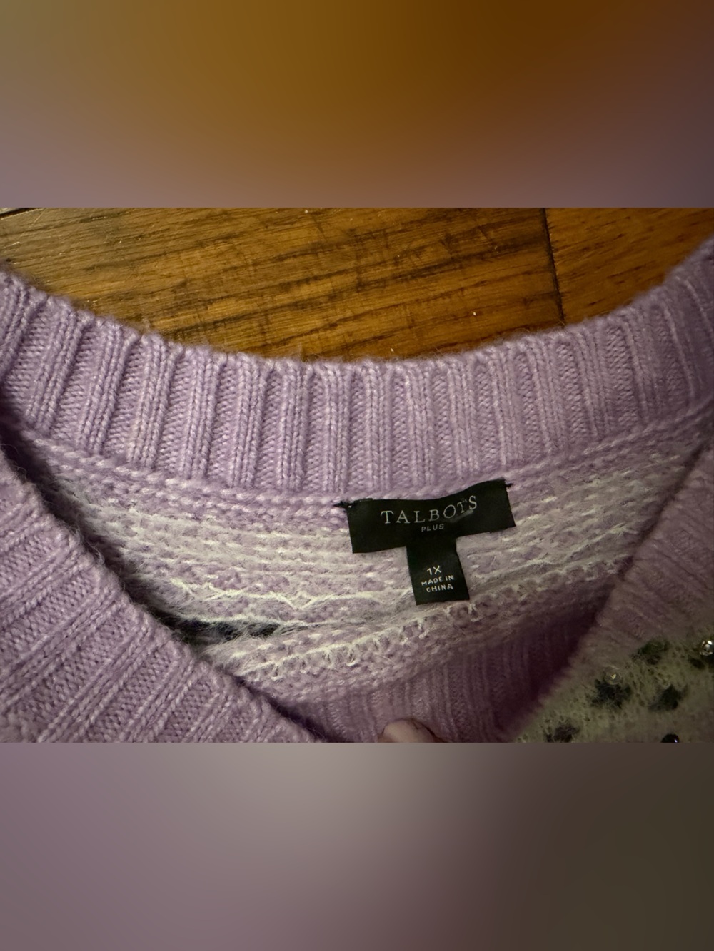 Talbots wool blend sparkly Lavender Crewneck Sweater, fuzzy 1x plus gorgeous wow - Picture 5 of 13